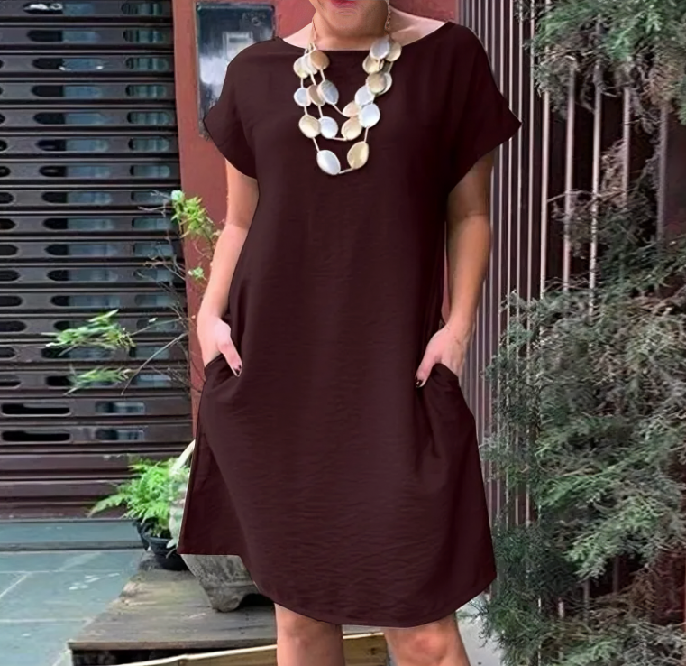 Harper® | Loose Round Neck Short Sleeve Dress