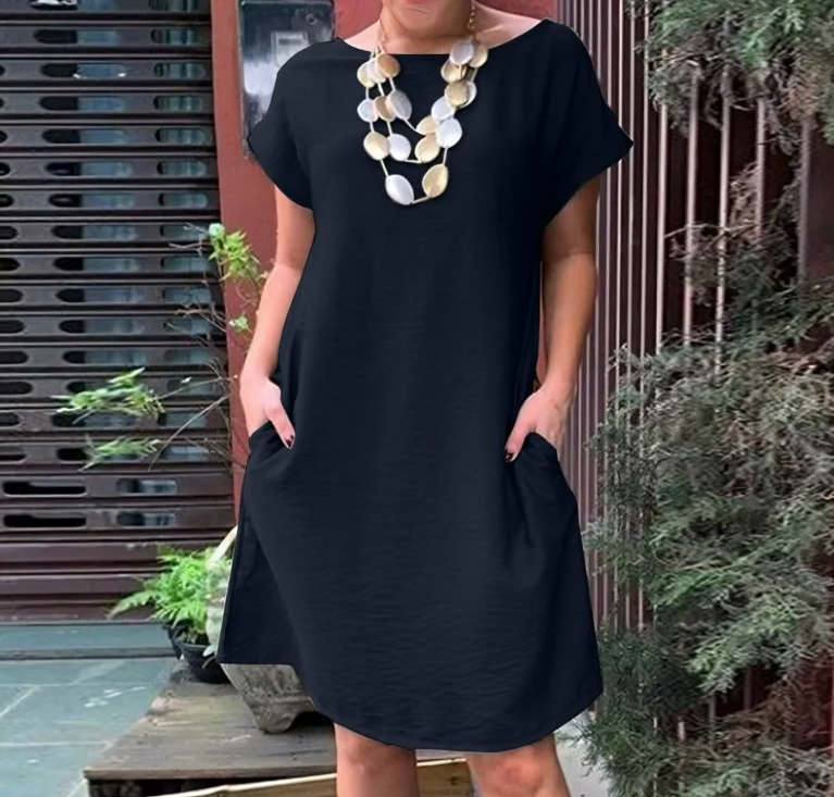 Harper® | Loose Round Neck Short Sleeve Dress