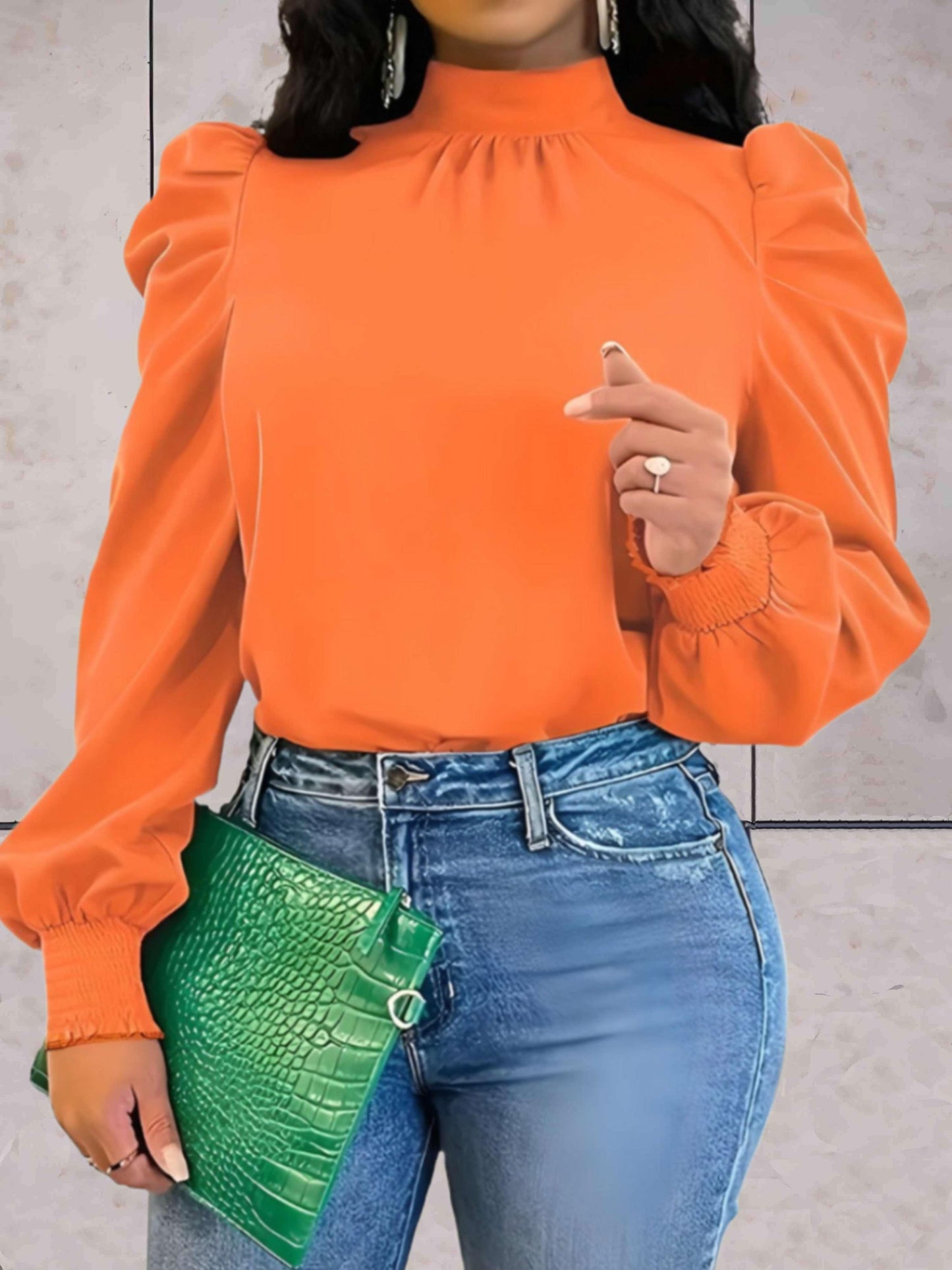 Karen® | Blouse With Turtleneck And Long Puff Sleeves