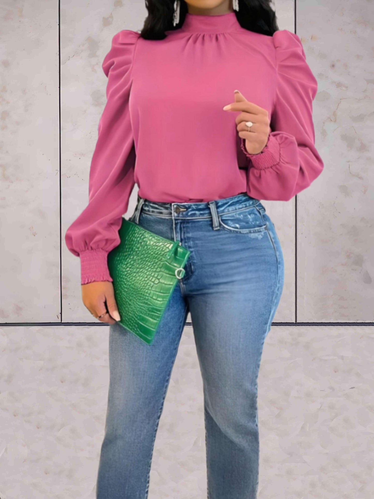 Karen® | Blouse With Turtleneck And Long Puff Sleeves