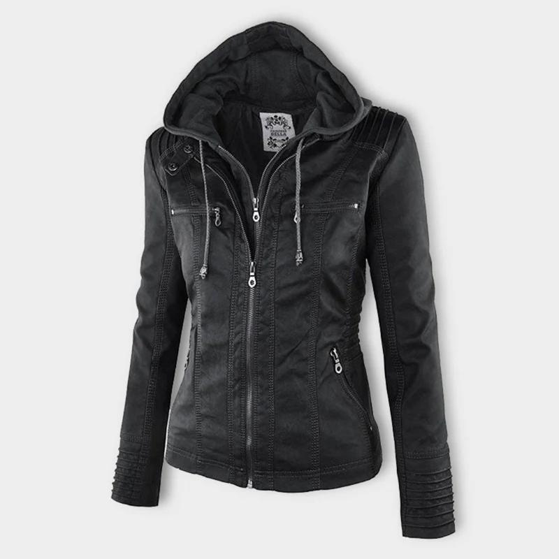 Tatiana | Leather jacket with hood