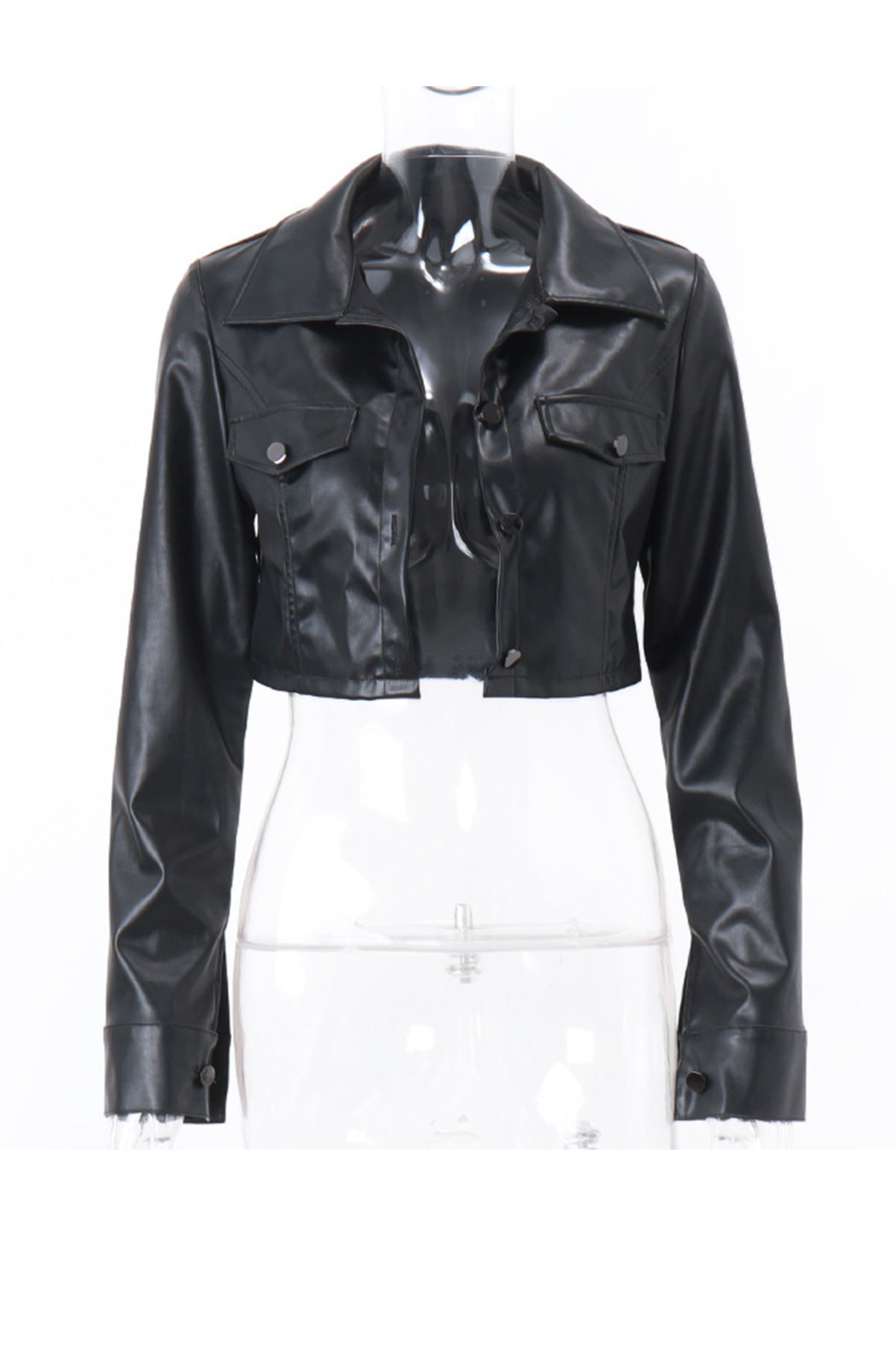 Cristina | Black short leather jacket