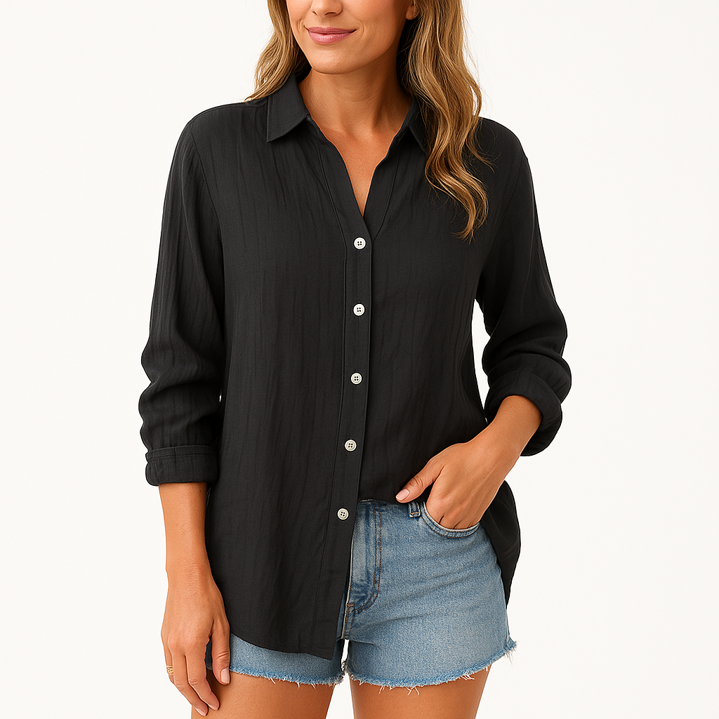 Micaela® | Model Ample Oversize Fermeture Boutonnée Lin