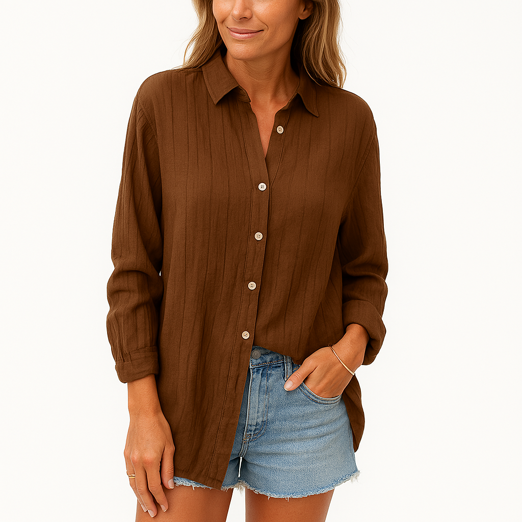 Micaela® | Model Ample Oversize Fermeture Boutonnée Lin