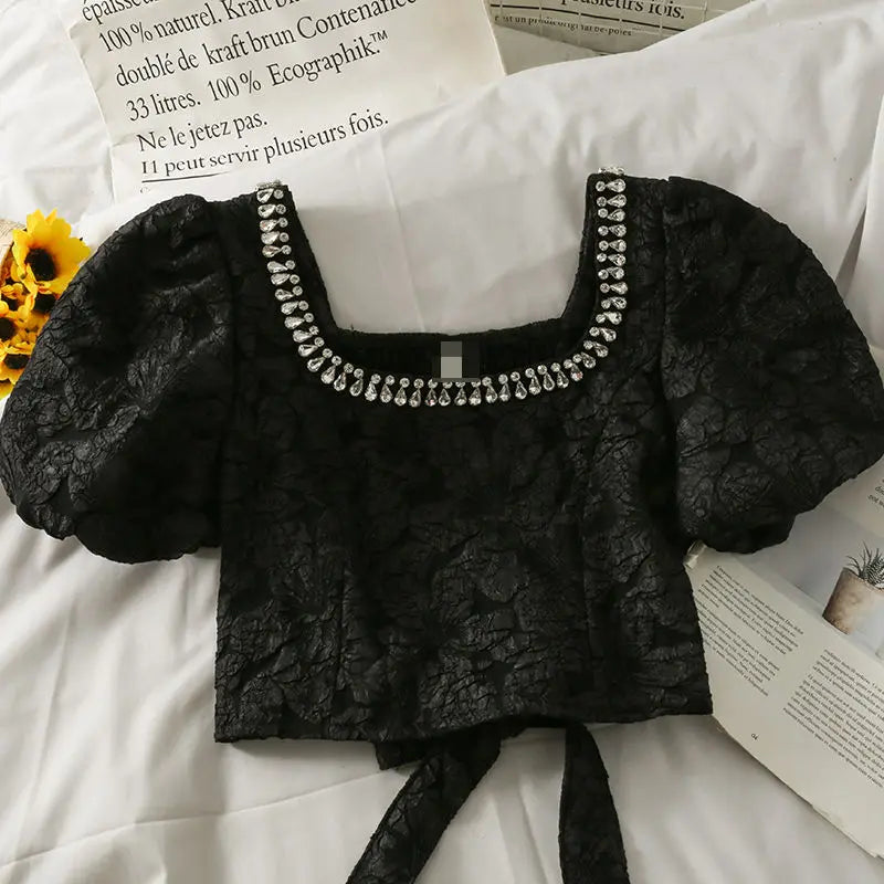 Kasia® | Summer Blouse With Diamonds In Korean Style
