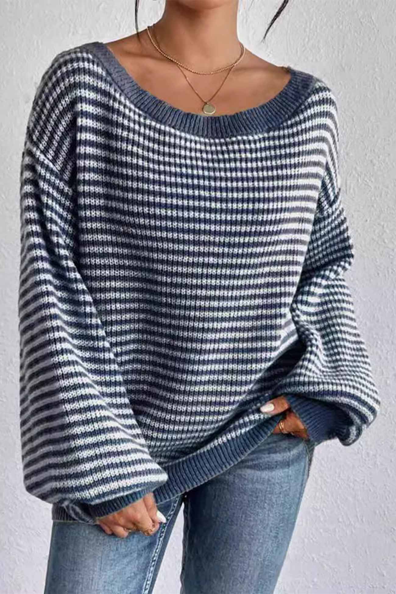 Ida | Striped sweater with a boat neck and dropped shoulders