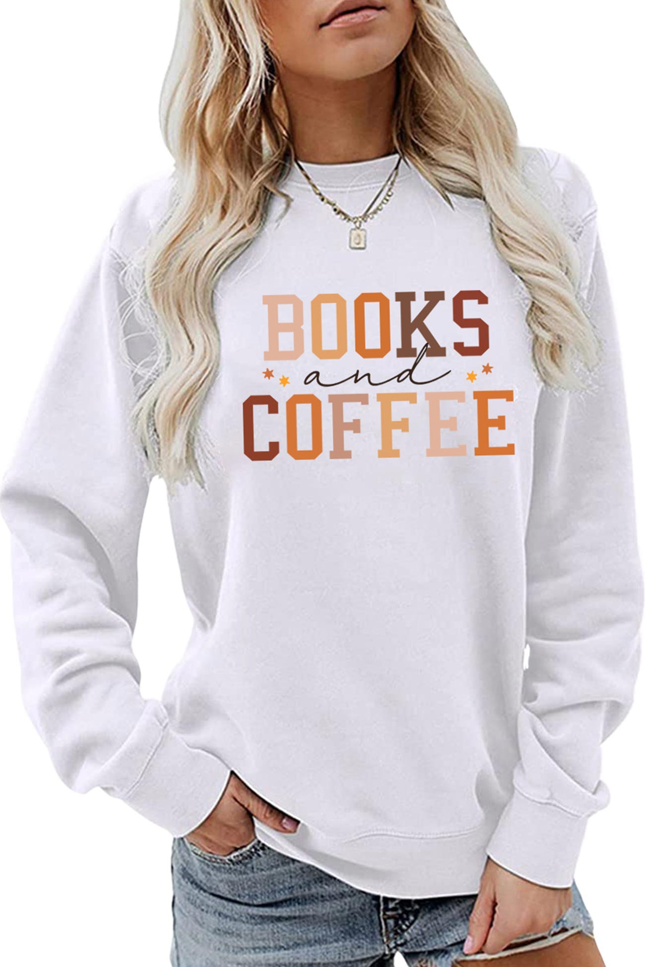 Alicia | Books Coffee Letters Printed Sweatshirts