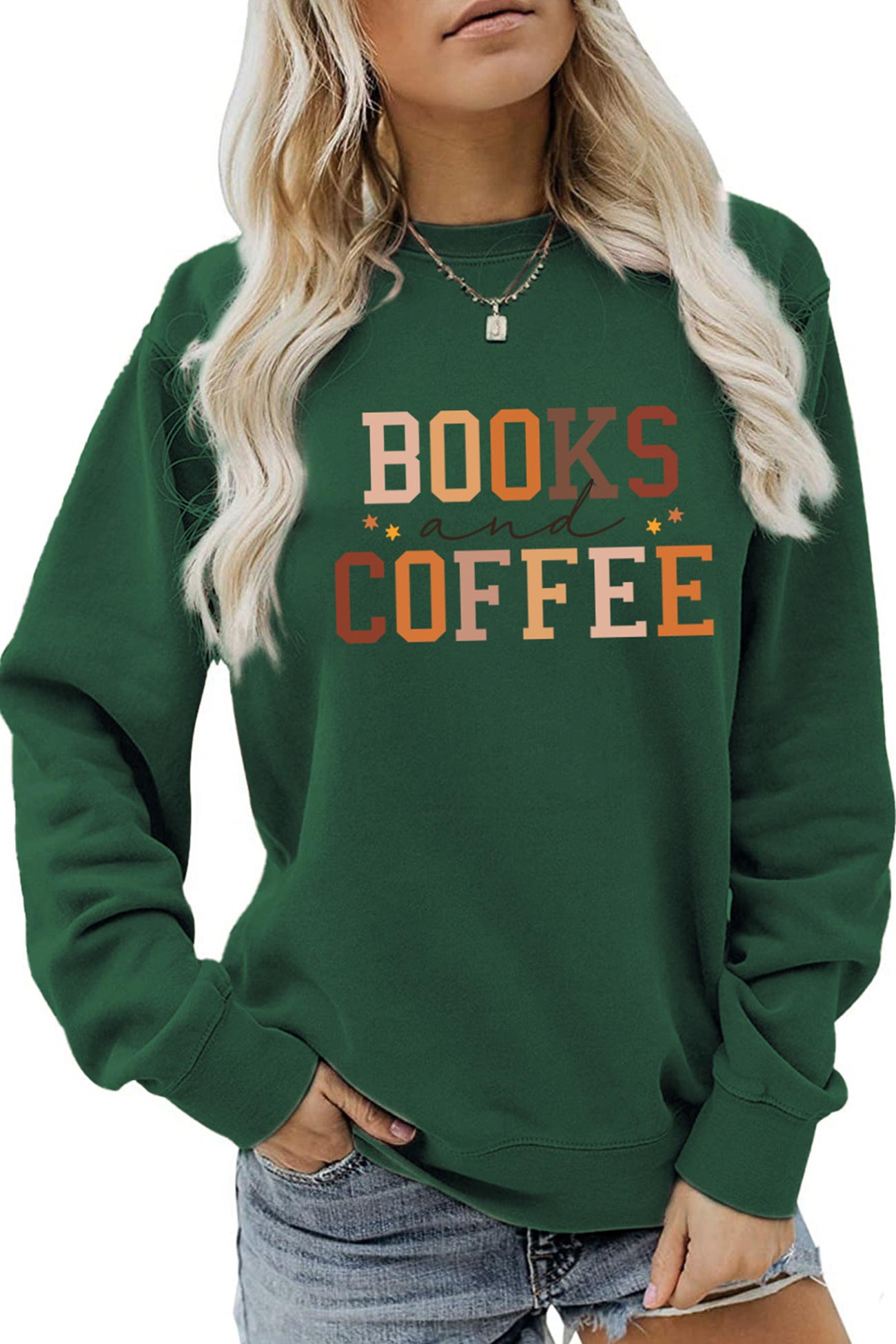 Alicia | Books Coffee Letters Printed Sweatshirts