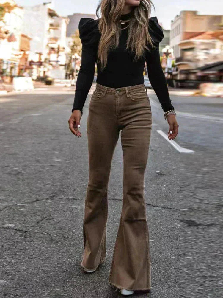 Valeria® | Flared corduroy trousers for women