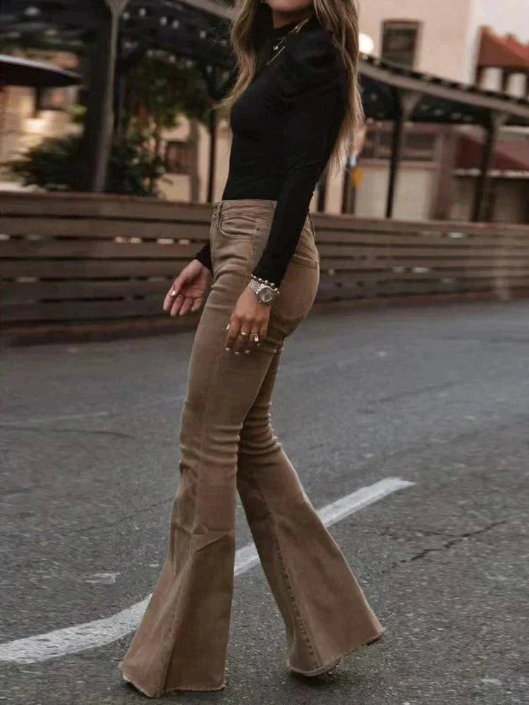 Valeria® | Flared corduroy trousers for women