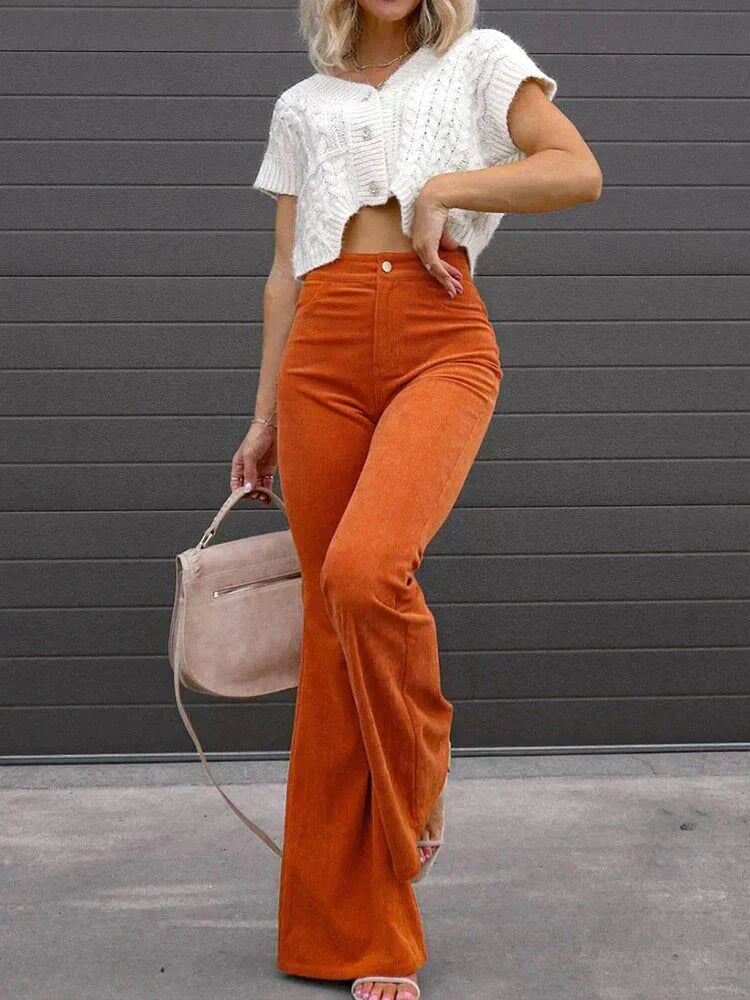 Valeria® | Flared corduroy trousers for women