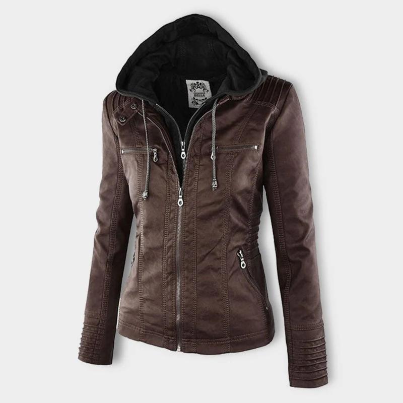 Tatiana | Leather jacket with hood