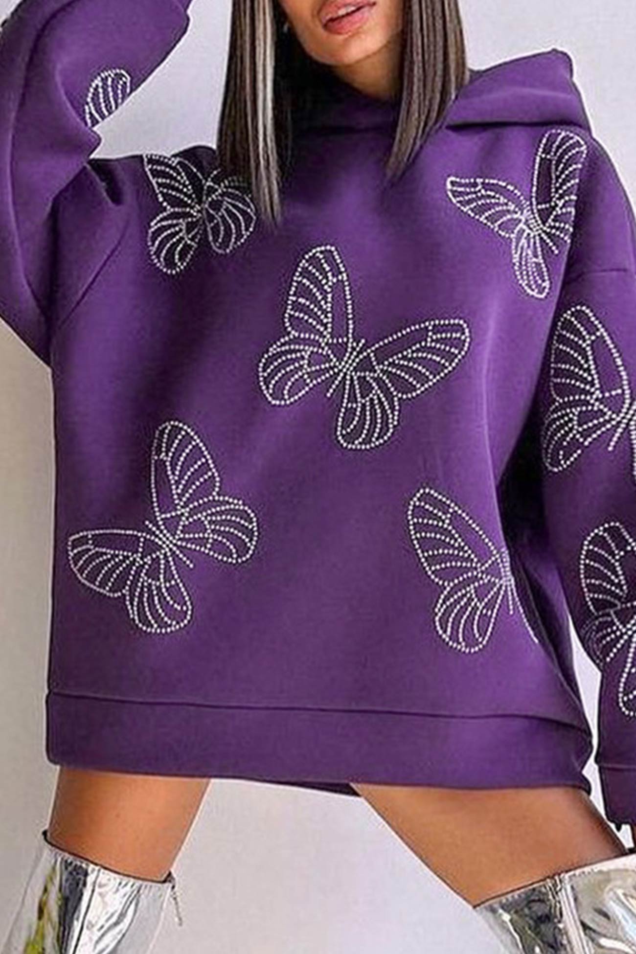 Sabine | Butterfly Hot Drilling Hoodie