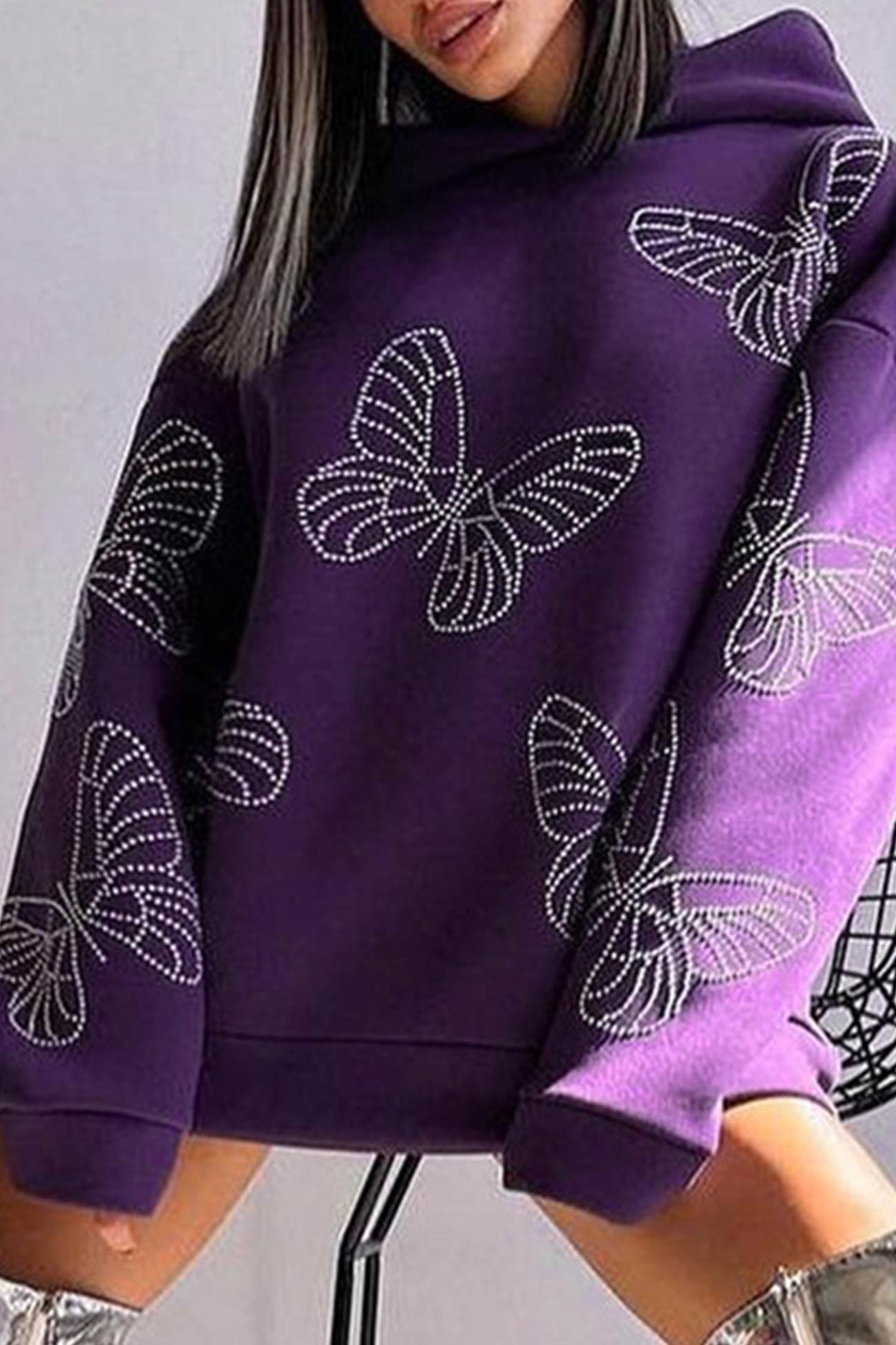 Sabine | Butterfly Hot Drilling Hoodie