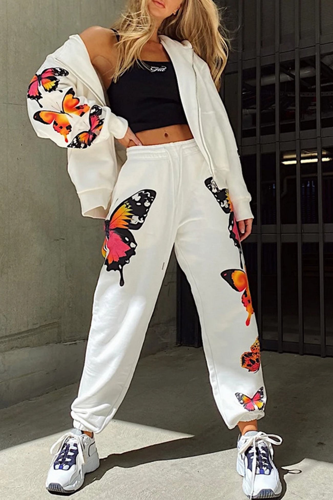 Charlotte | Butterfly print zip hoodie set