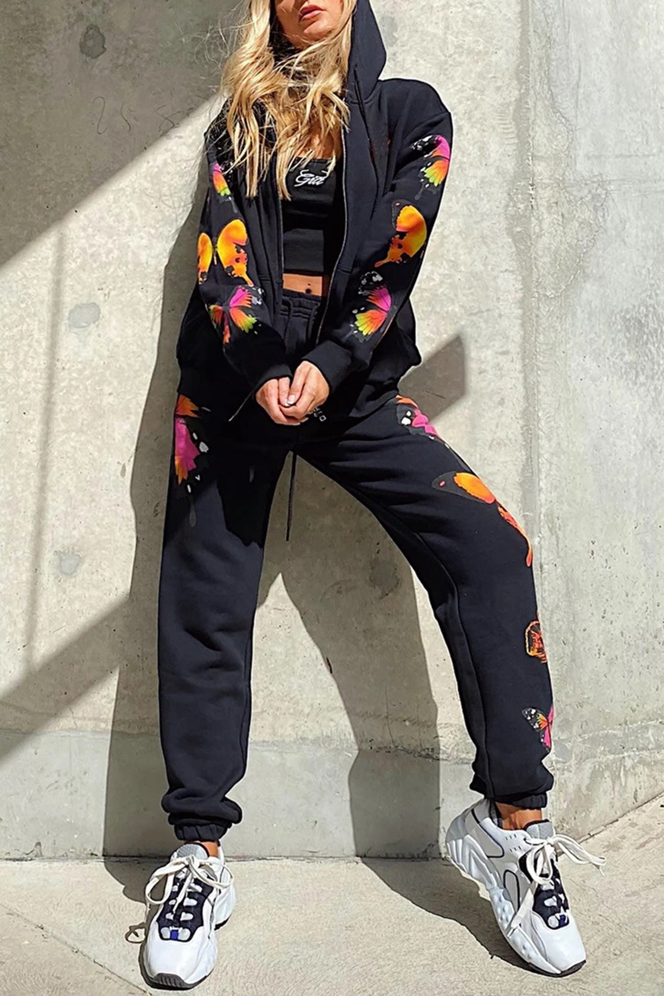 Charlotte | Butterfly print zip hoodie set