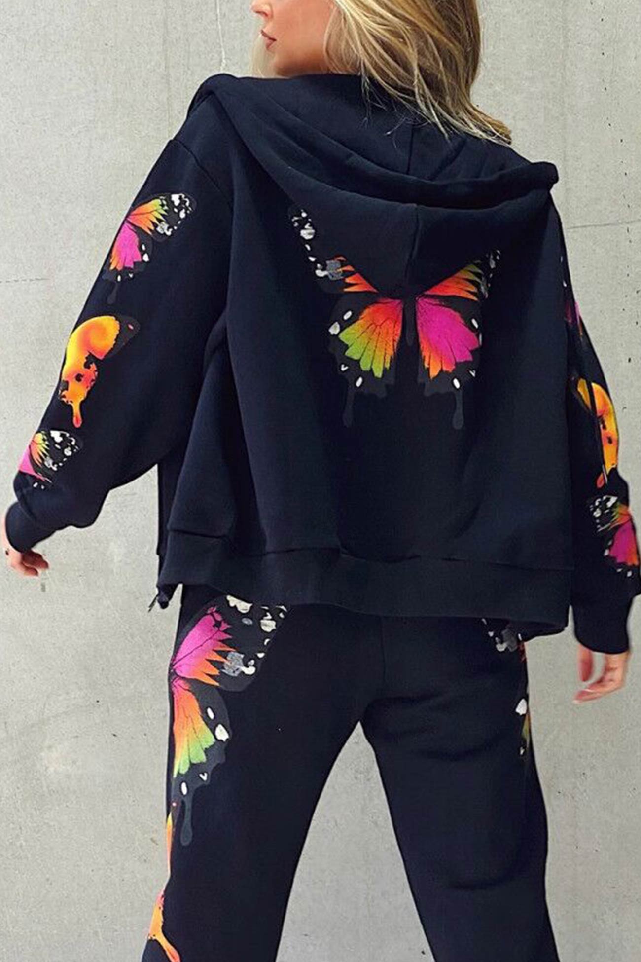 Charlotte | Butterfly print zip hoodie set