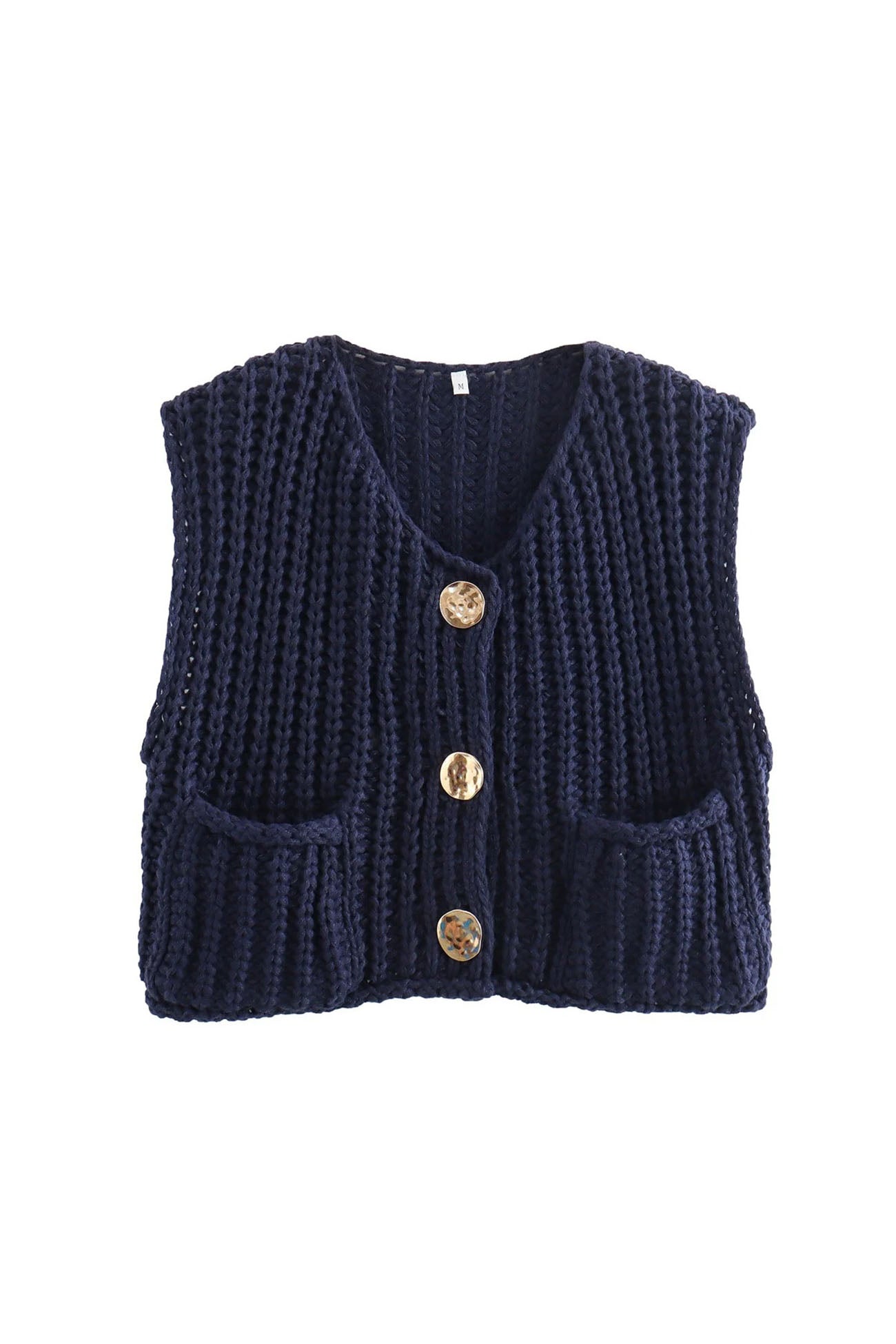 Katinka | Cardigan with a button placket at the front and sleeveless pockets