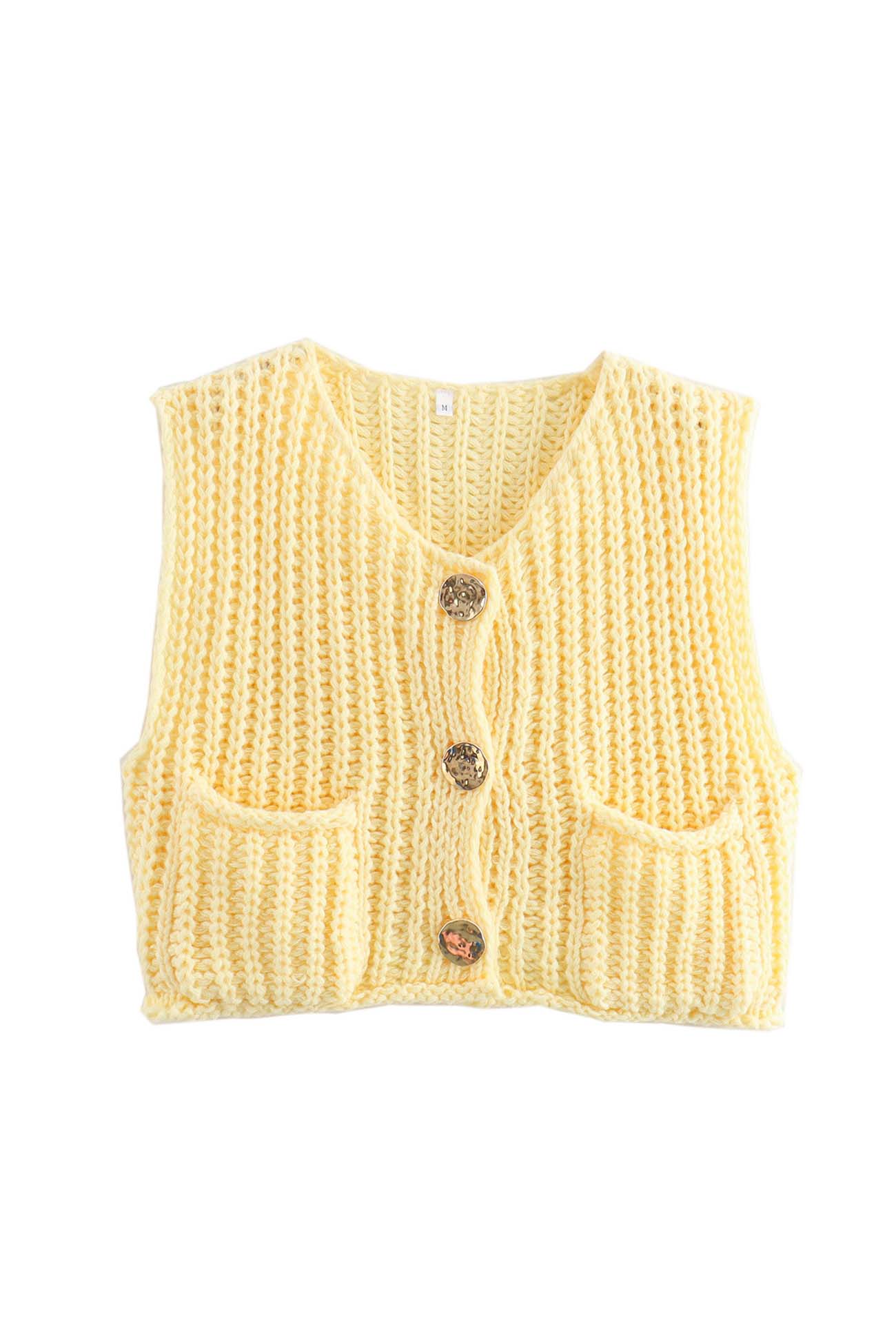 Katinka | Cardigan with a button placket at the front and sleeveless pockets