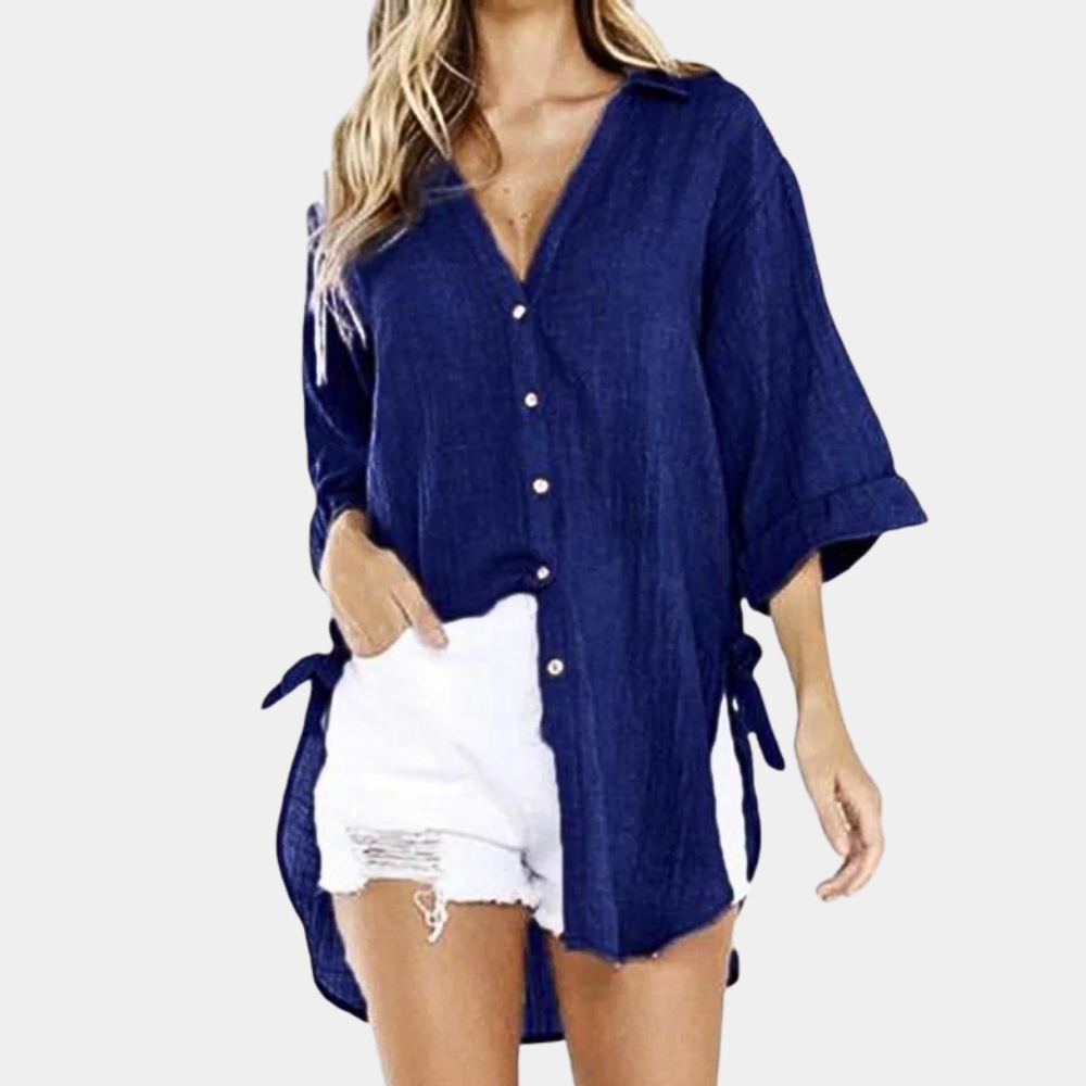 Miriam® | Blouse bleu clair femme tissu doux coupe comfortable été