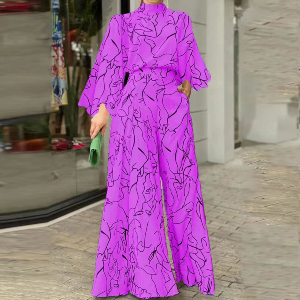 Anna® | Elegant Long-Sleeved Jumpsuit With Abstract Print