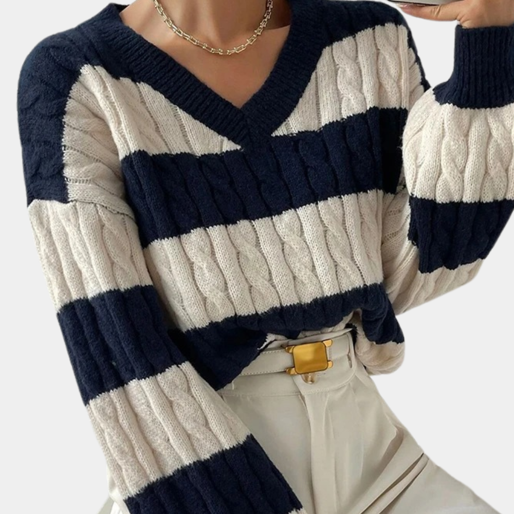 Renata® | Pull rayé elegant col V for femme