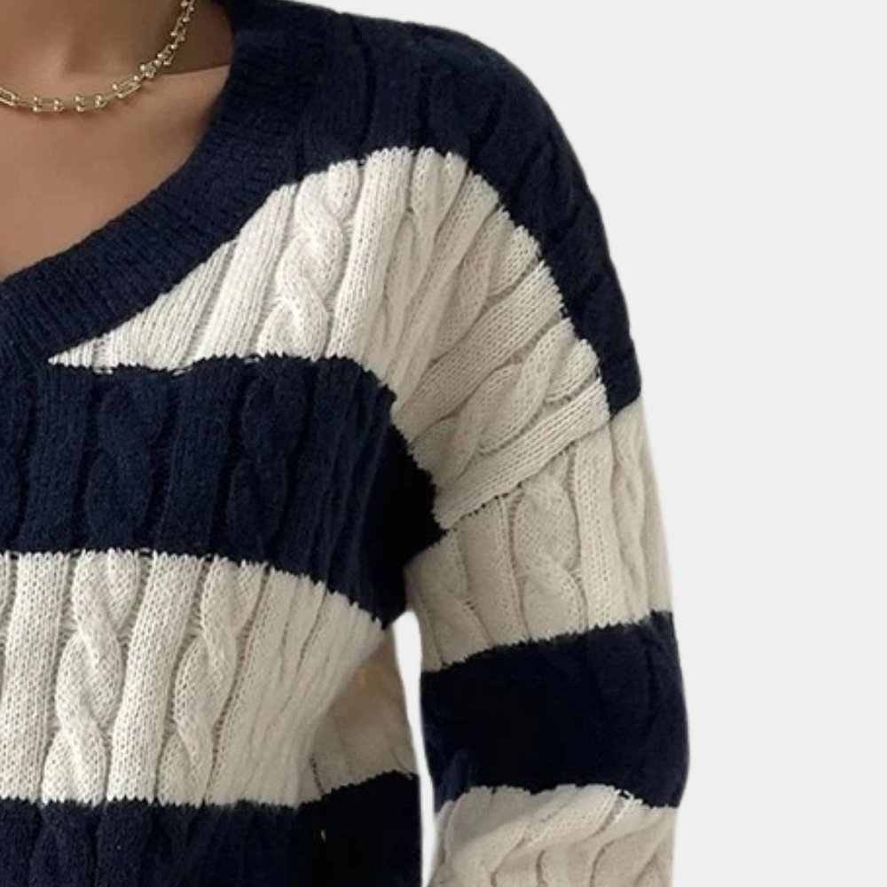 Renata® | Pull rayé elegant col V for femme