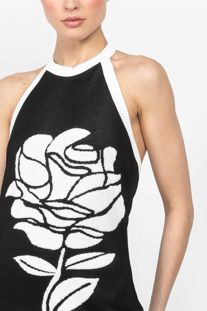 Nina® | Halterneck Floral Knit Midi Dress With Open Back