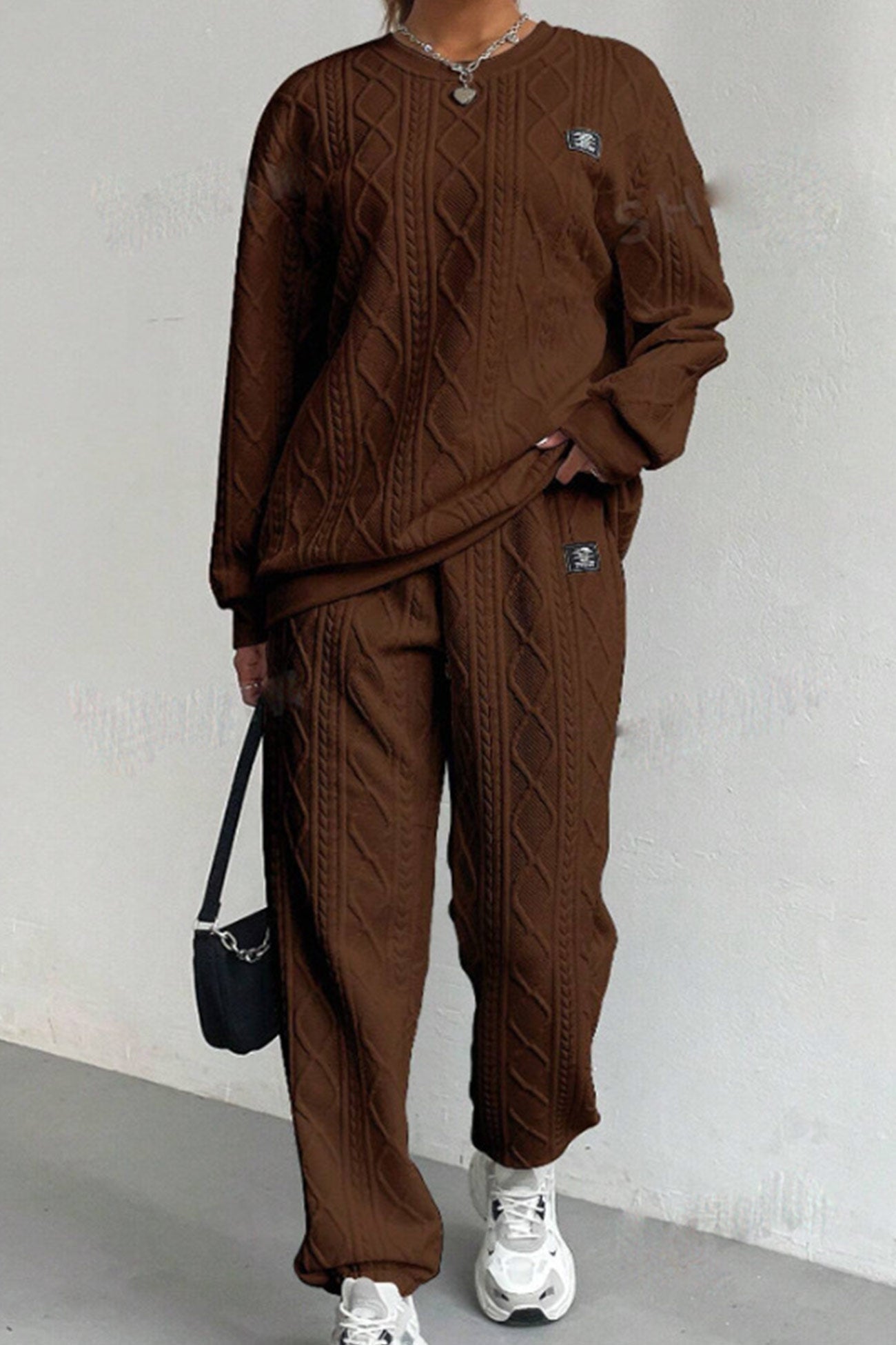 Clara | Cable knit crew neck sweatshirt set