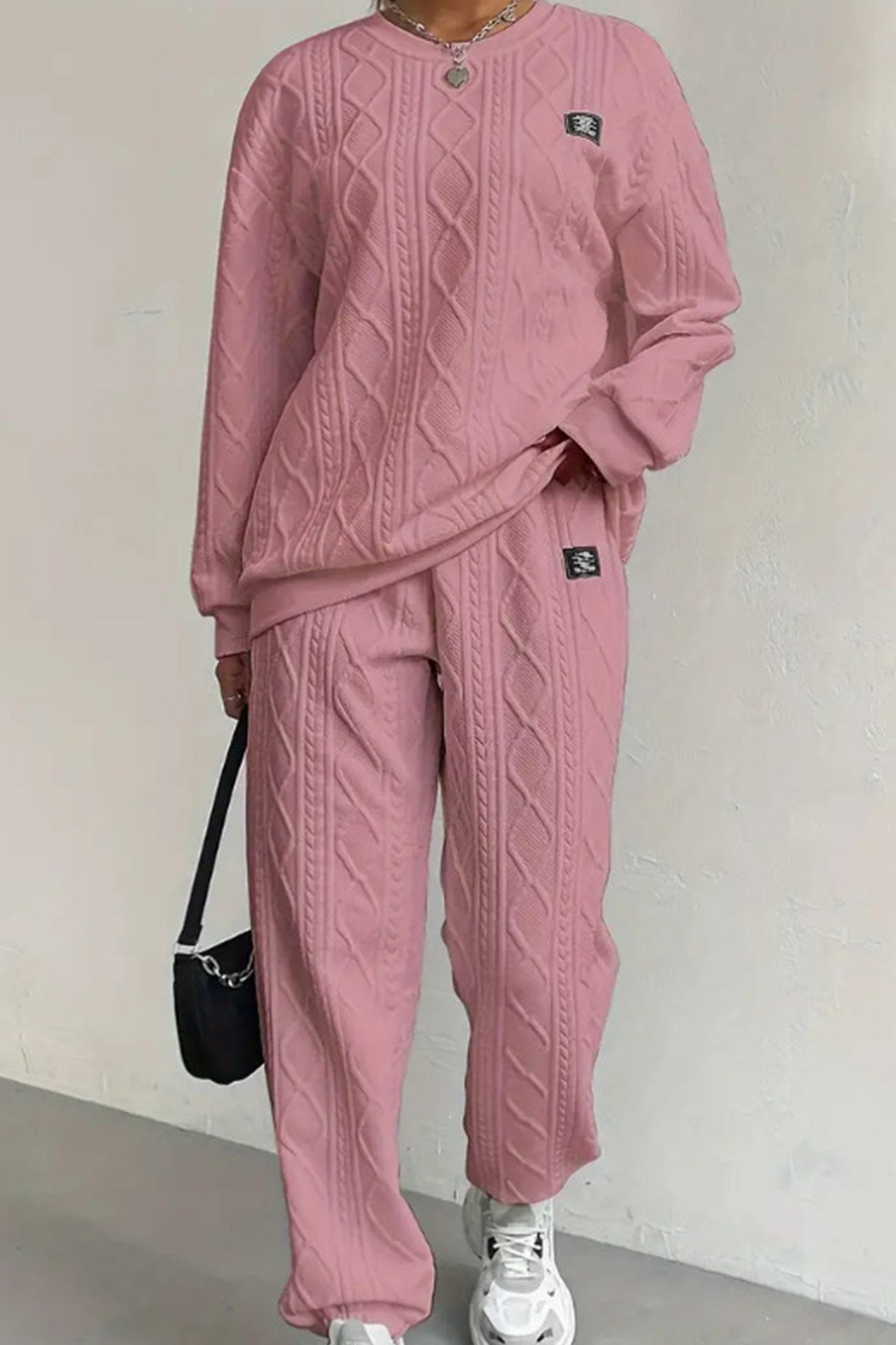 Clara | Cable knit crew neck sweatshirt set