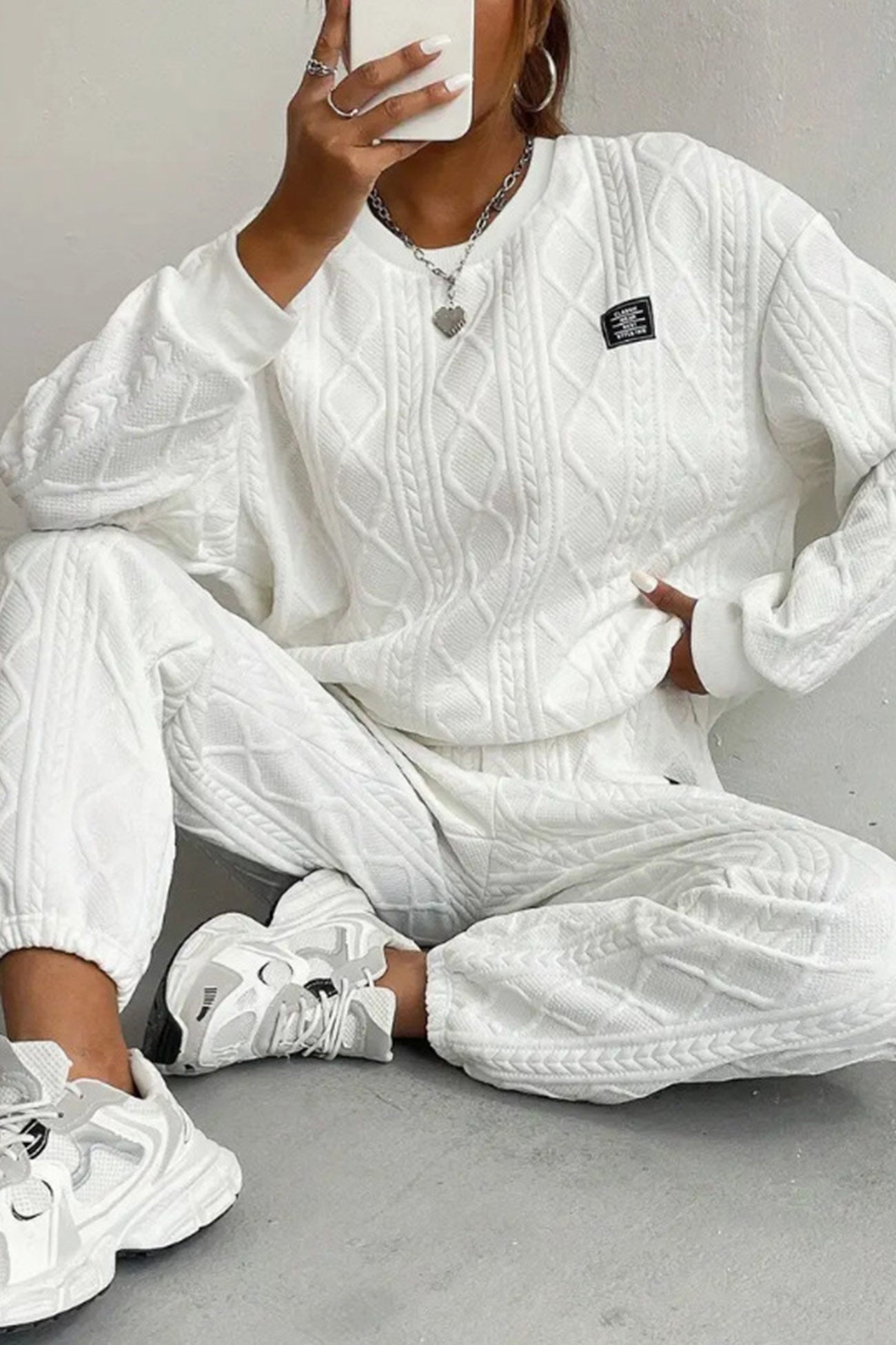 Clara | Cable knit crew neck sweatshirt set
