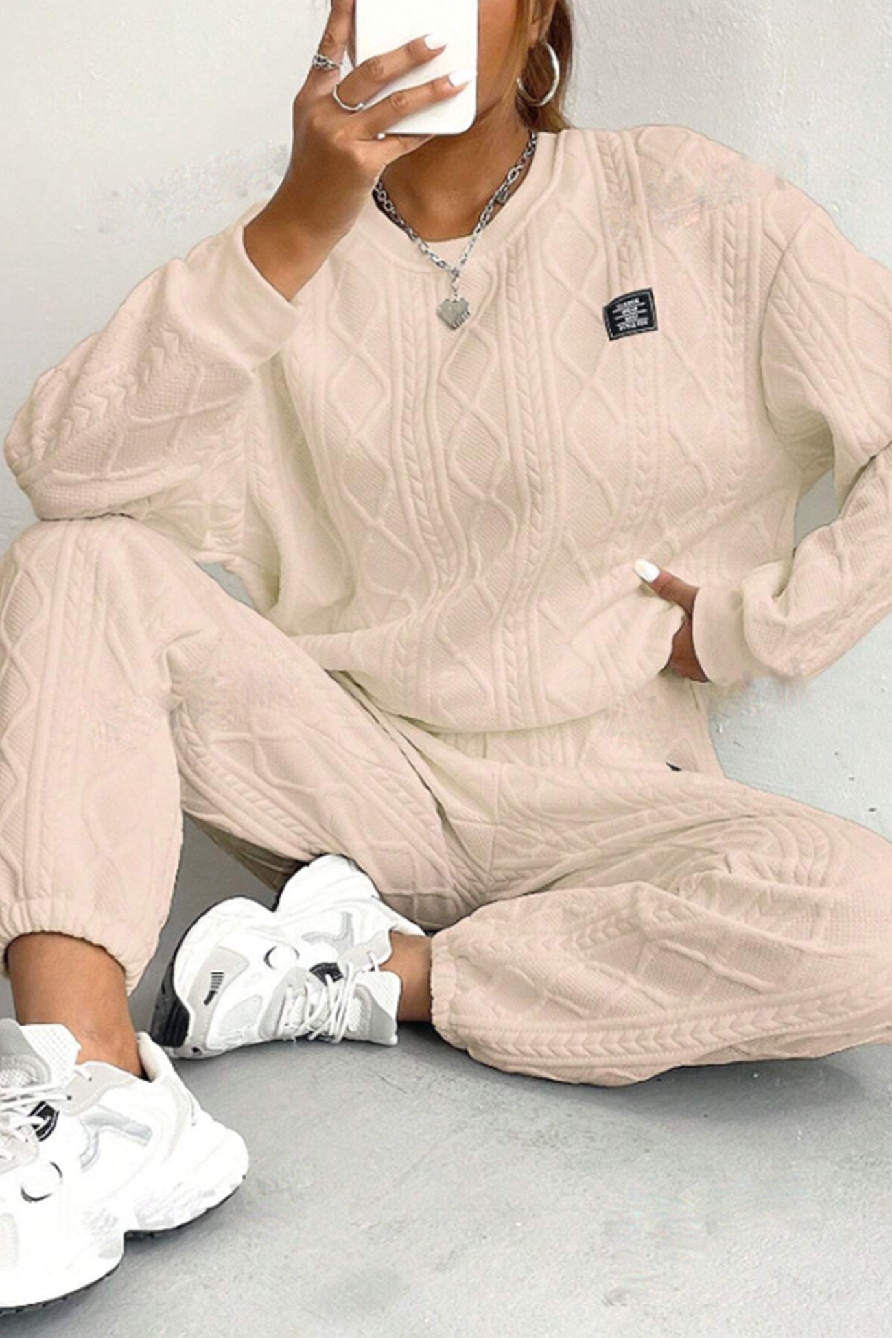 Clara | Cable knit crew neck sweatshirt set