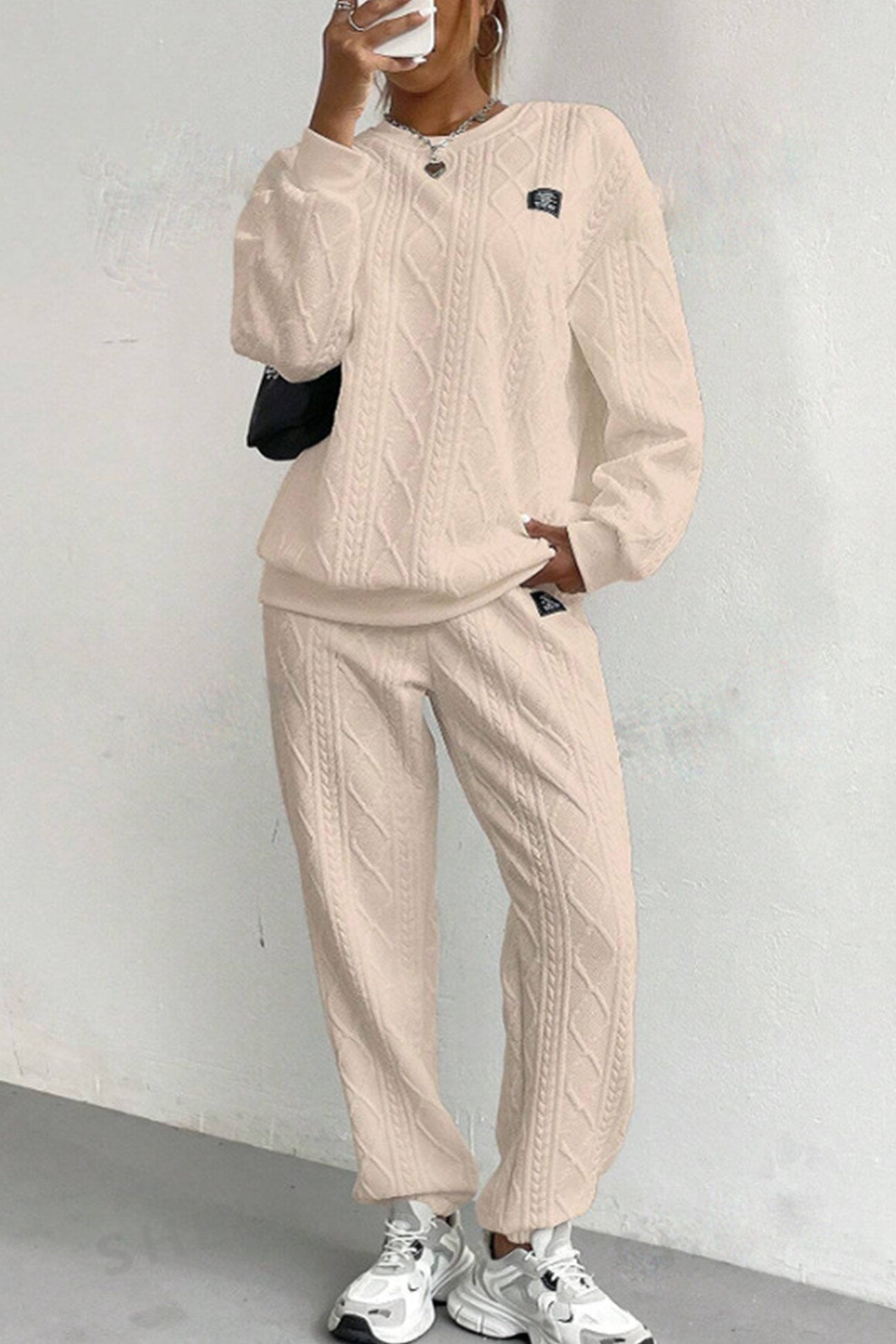 Clara | Cable knit crew neck sweatshirt set
