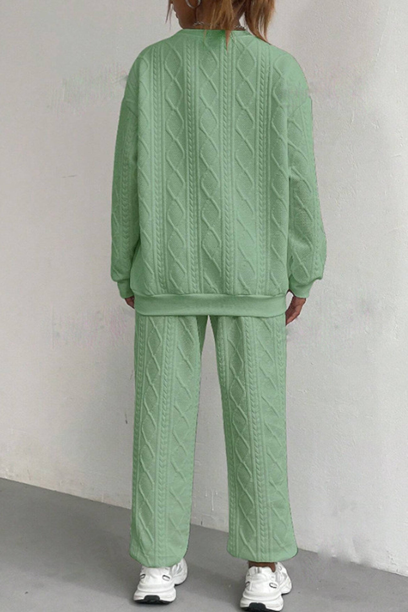 Clara | Cable knit crew neck sweatshirt set