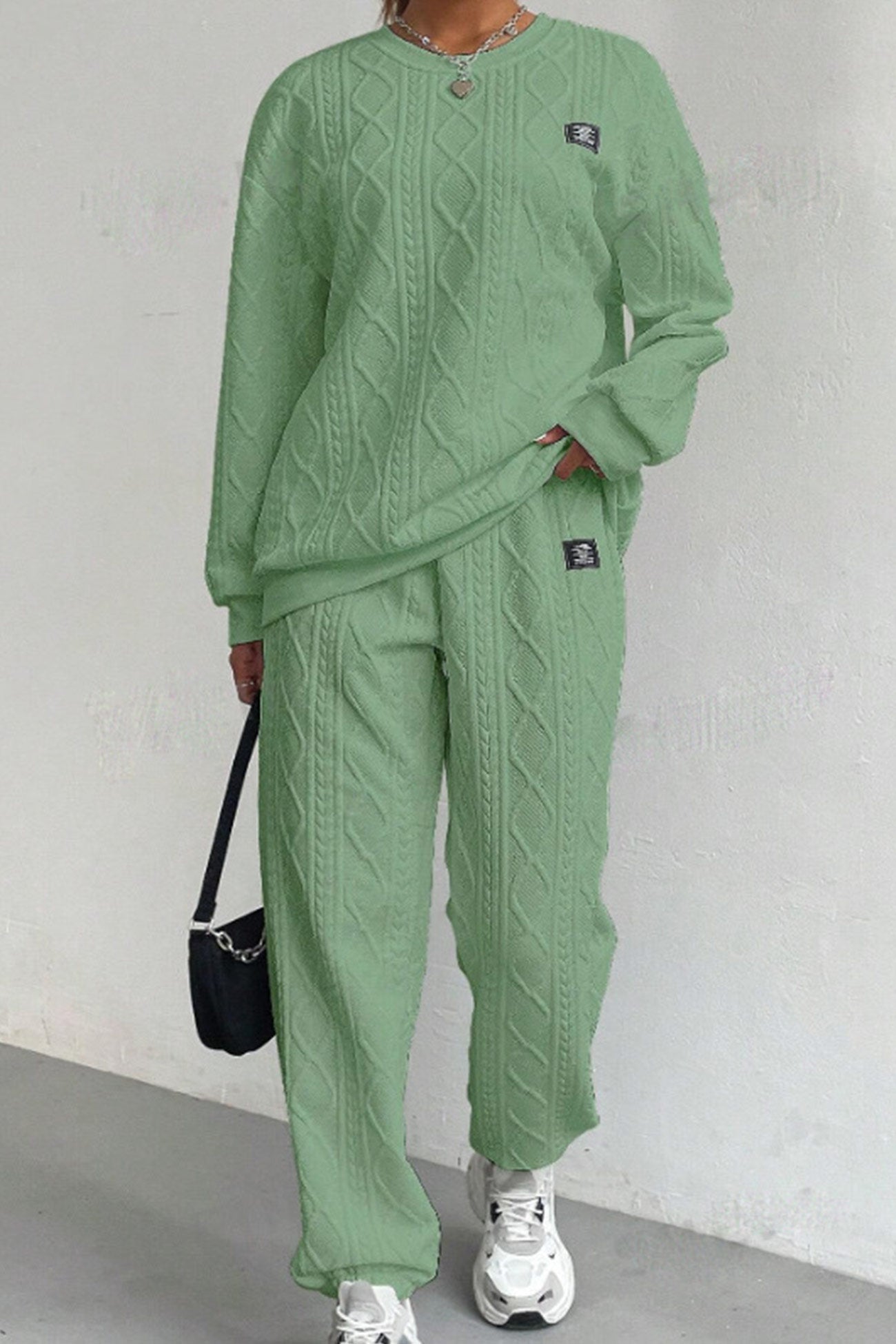 Clara | Cable knit crew neck sweatshirt set