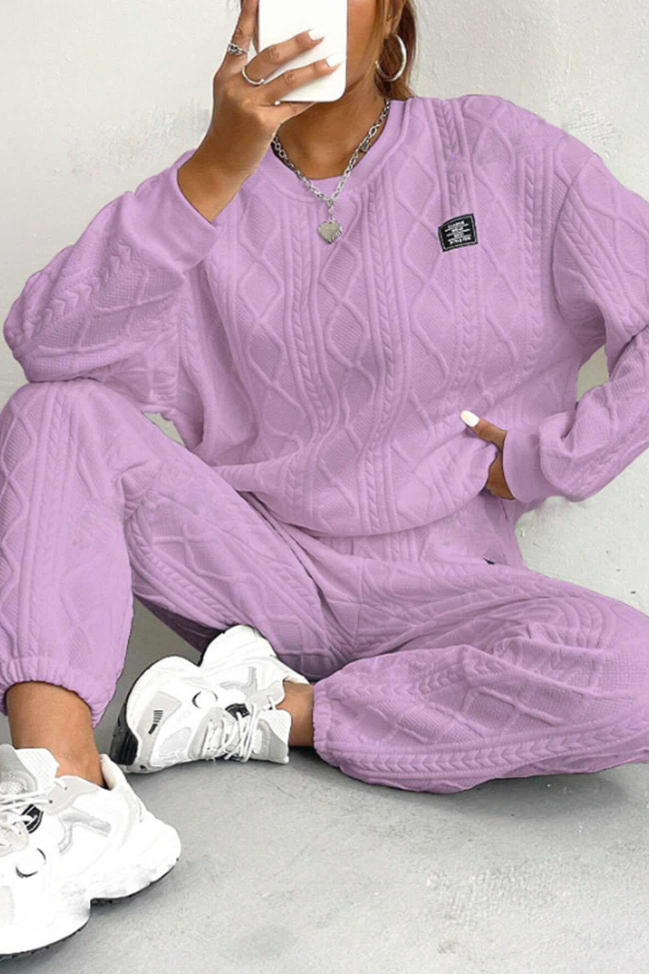 Clara | Cable knit crew neck sweatshirt set