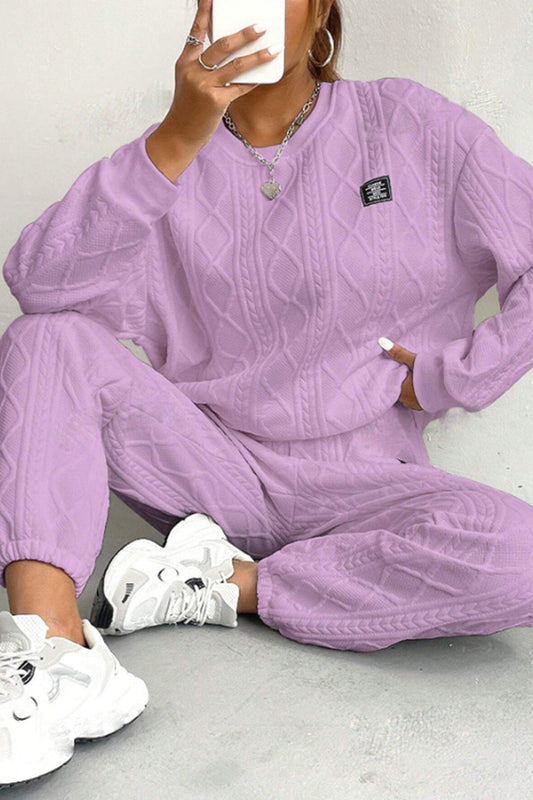 Clara | Cable knit crew neck sweatshirt set