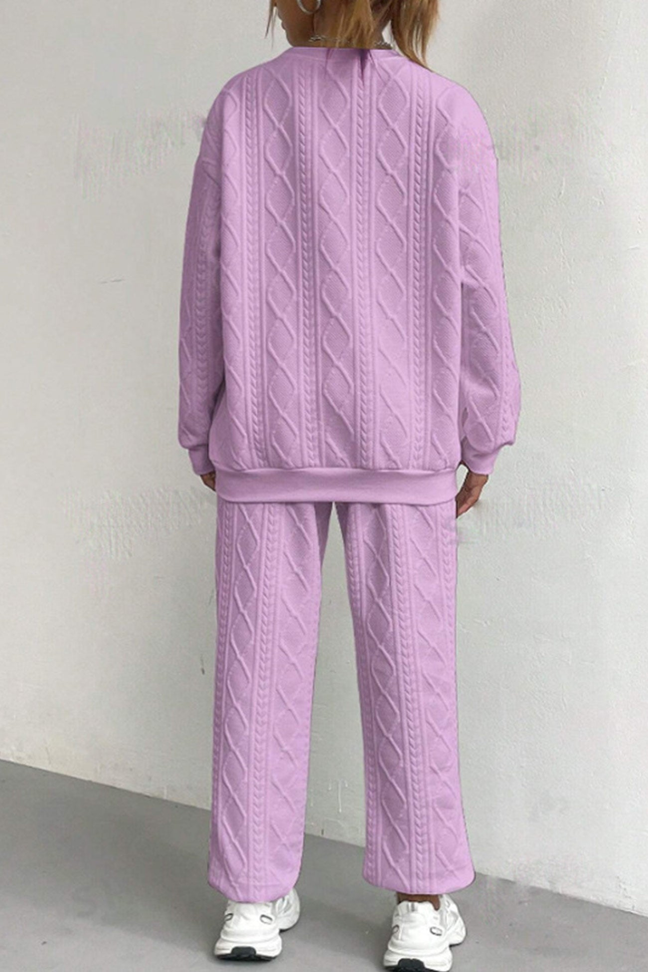Clara | Cable knit crew neck sweatshirt set