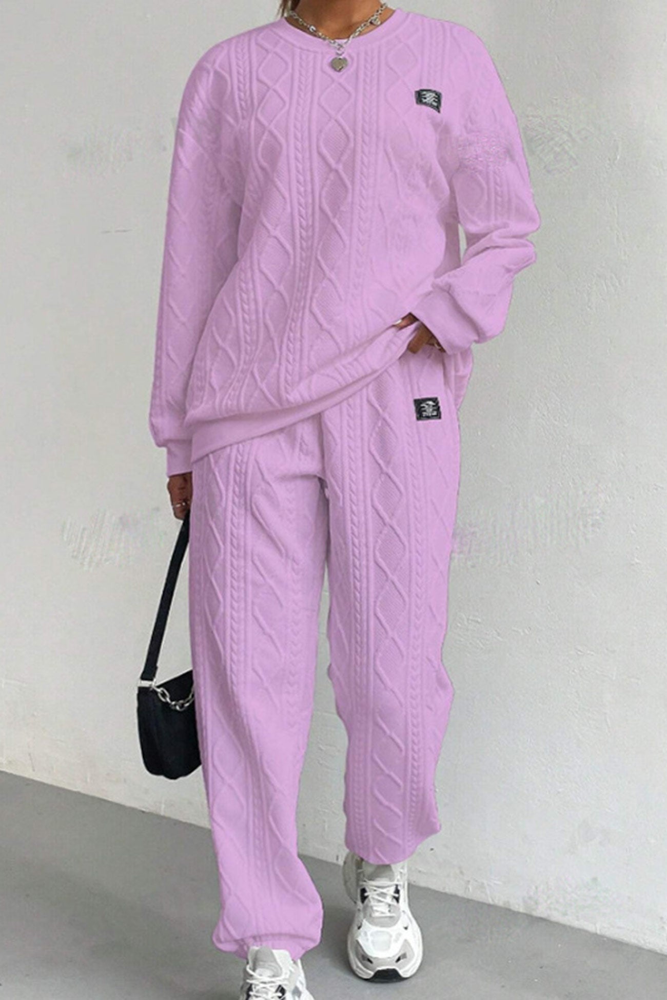 Clara | Cable knit crew neck sweatshirt set