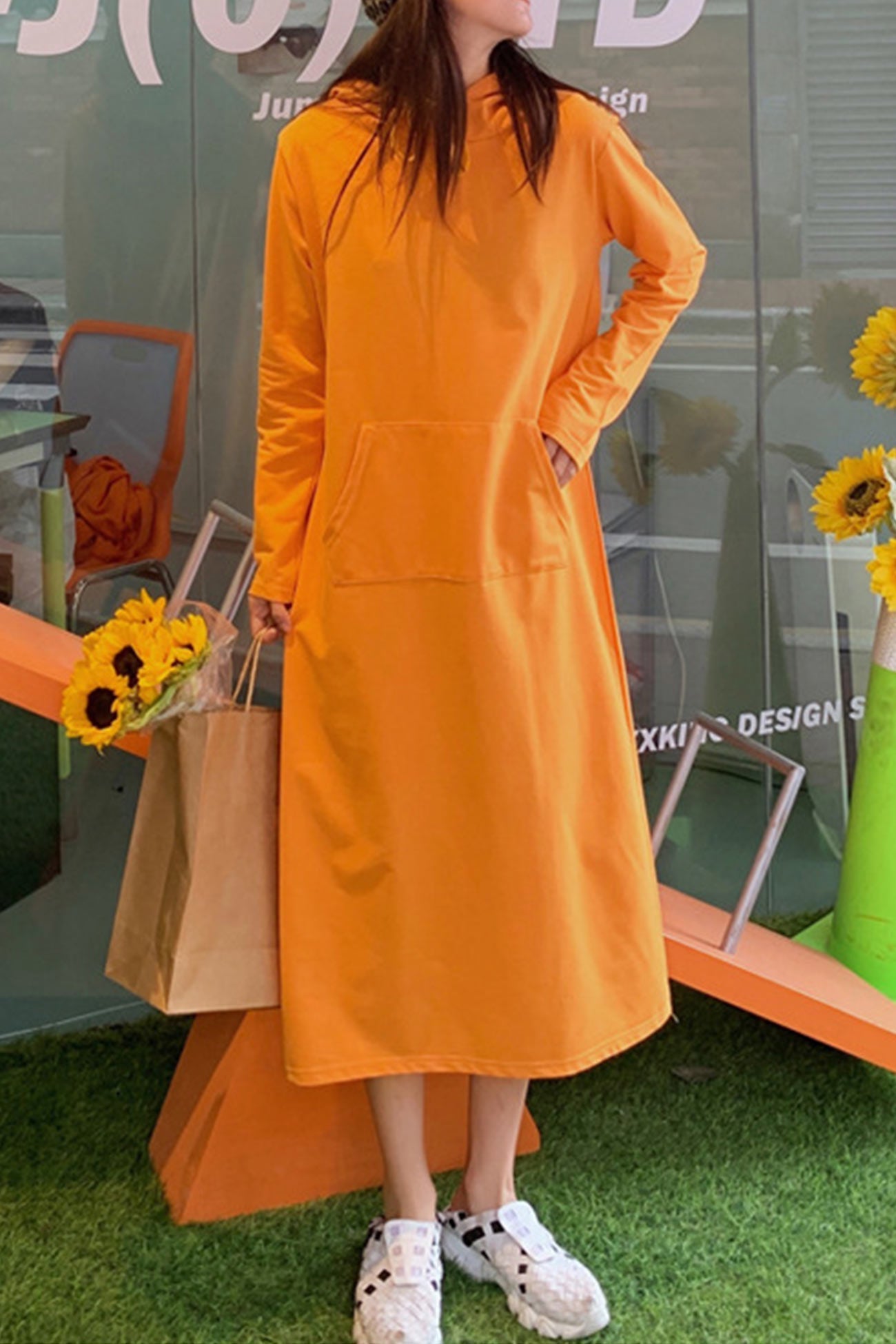 Yvonne | Candy colored hooded dress