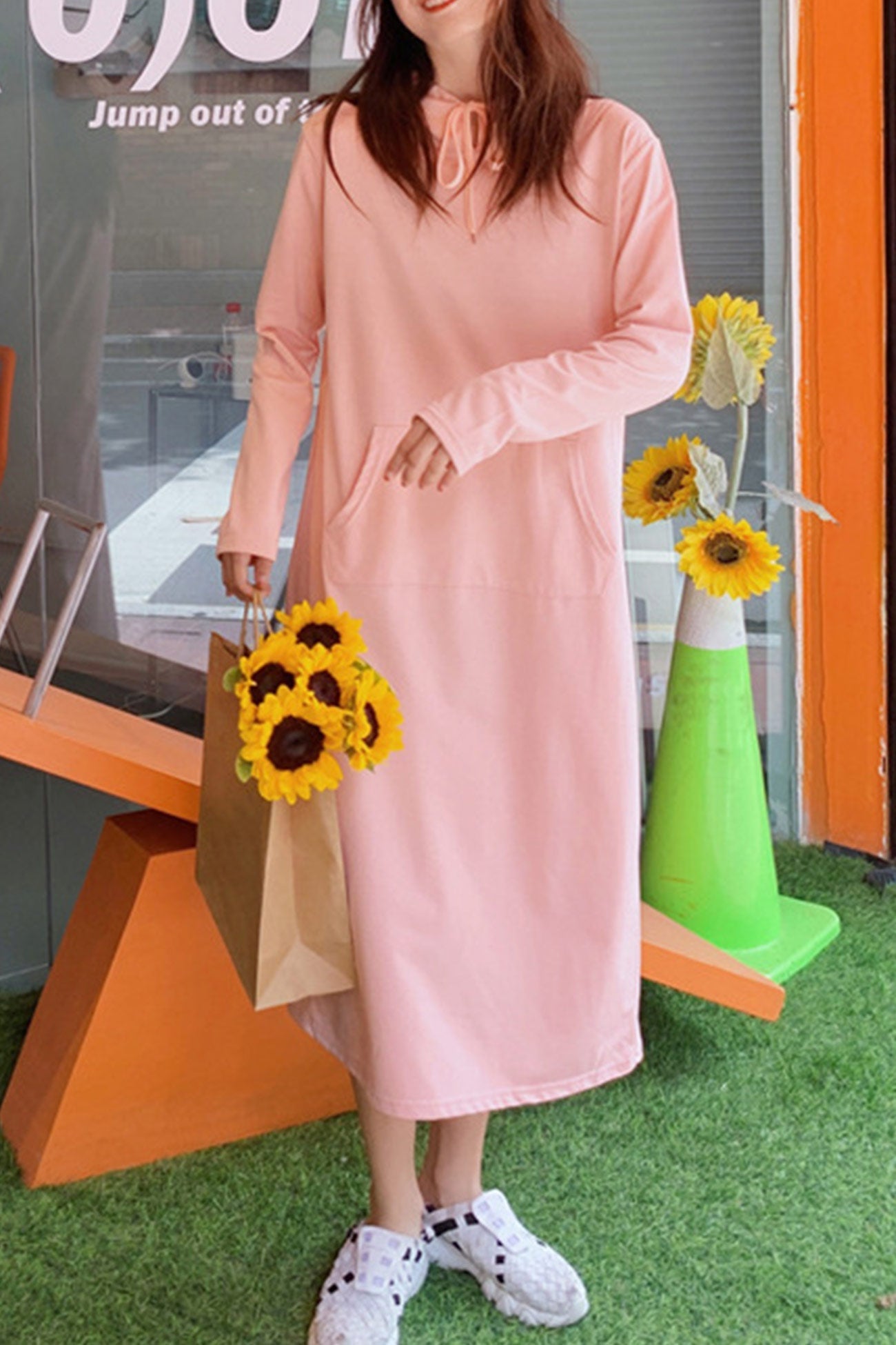 Yvonne | Candy colored hooded dress