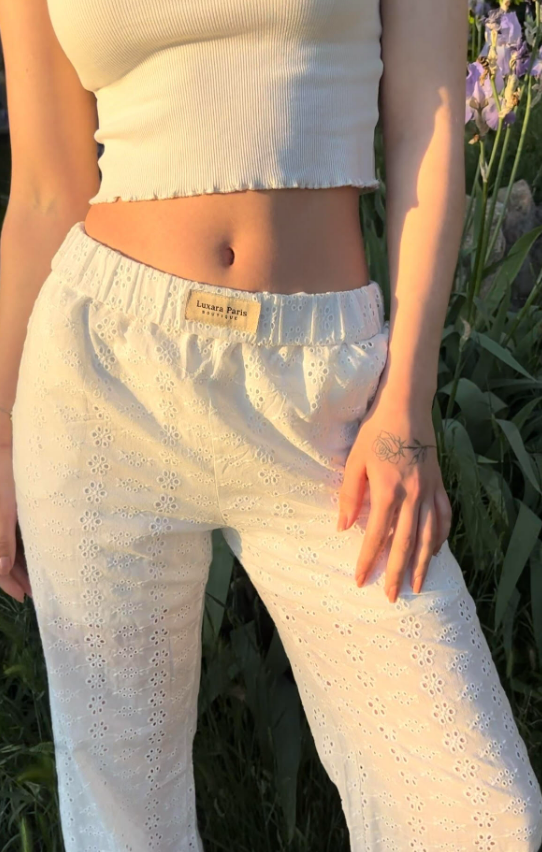 Georgina® | High Waist Cotton Pants In Lilac