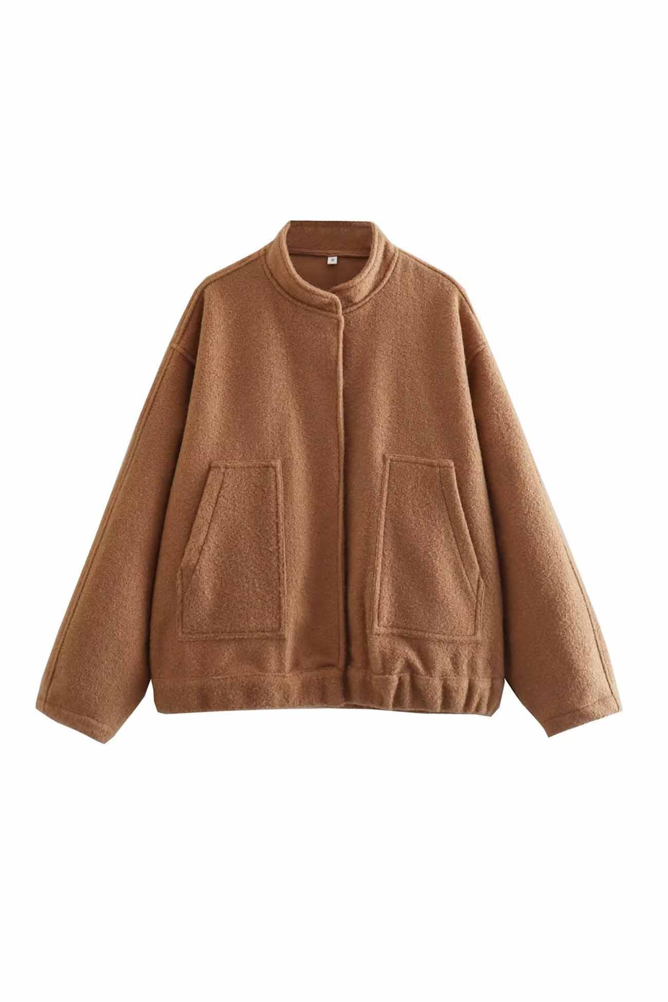 Annika | Solid jacket with stand-up collar and button pocket