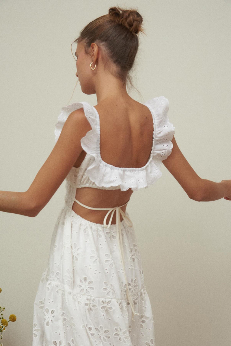 Samanta® | Backless Maxi Dress With Slit And Square Neckline