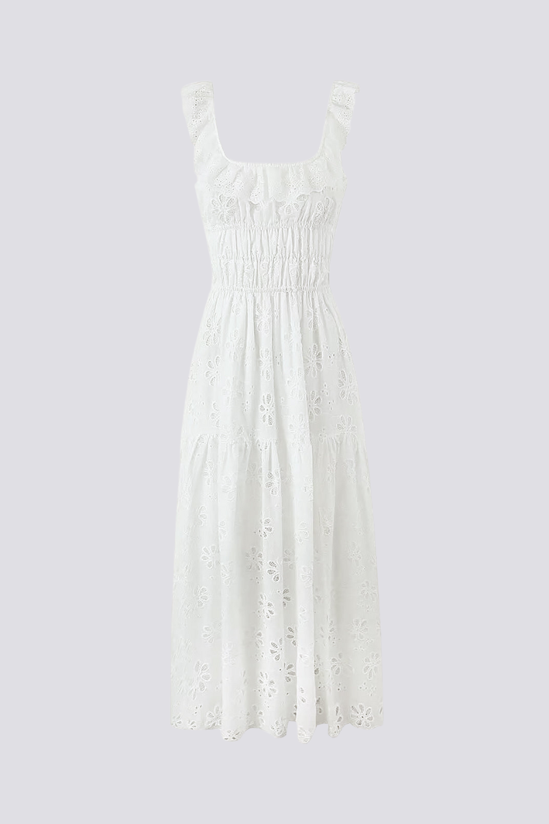 Samanta® | Backless Maxi Dress With Slit And Square Neckline