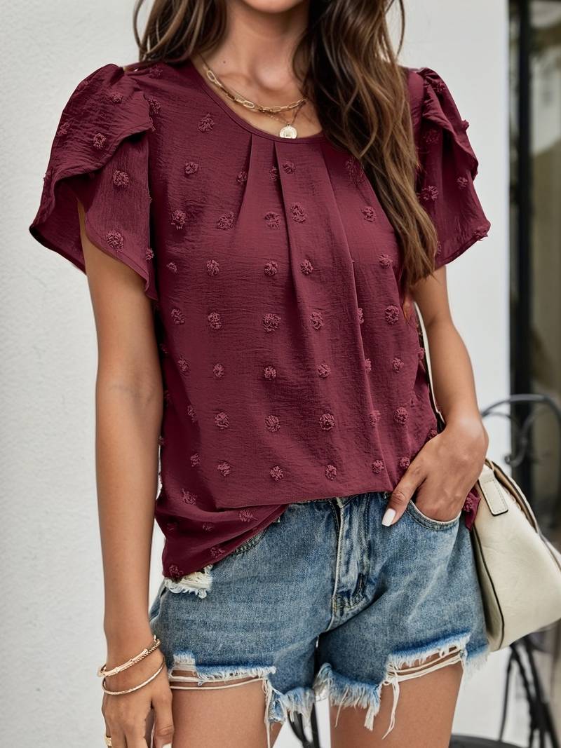 Mónica® | Swiss Dot Blouse With Petal Sleeves