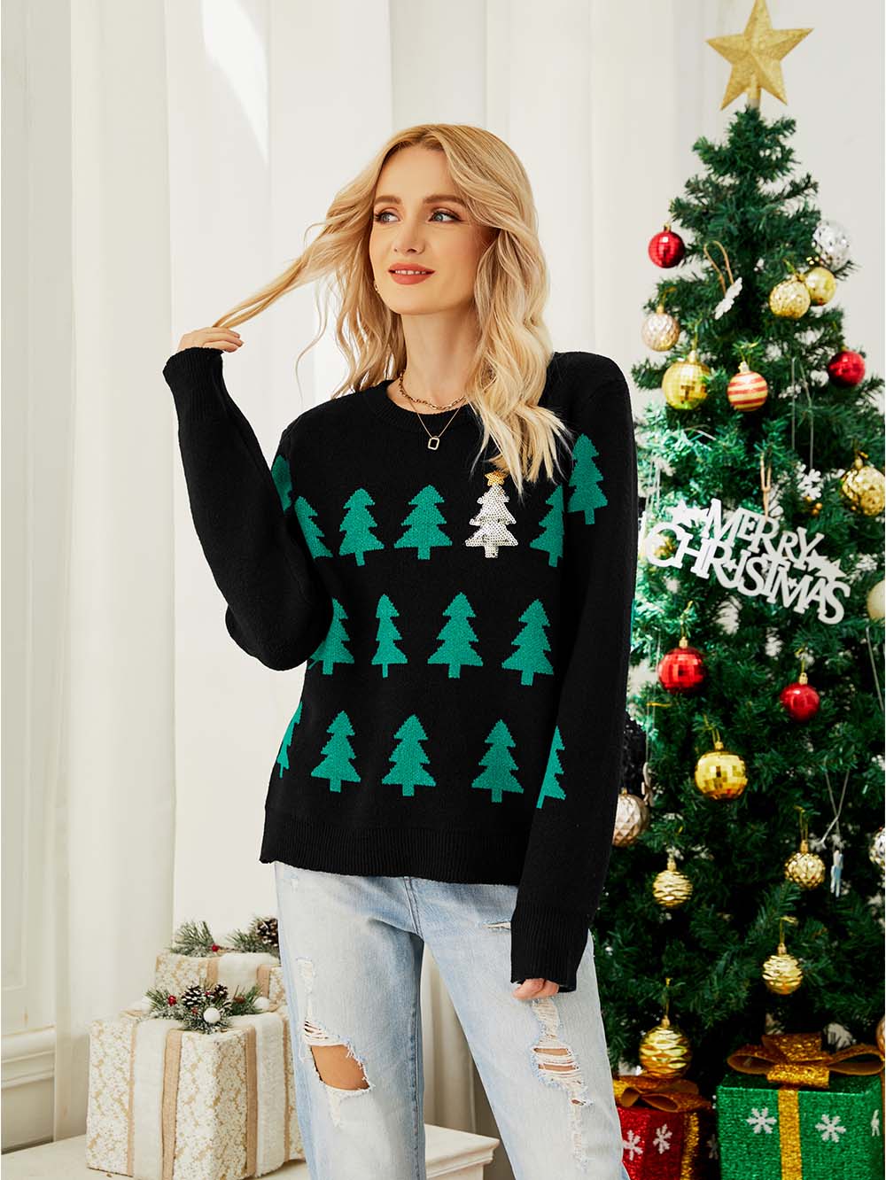 Esther | Christmas tree sweater for women.