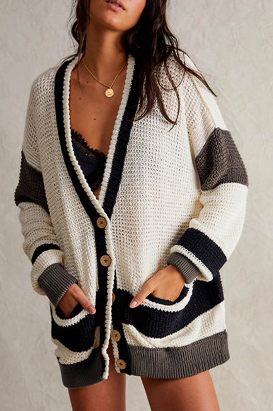 Agnes | Cardigan with buttons and color splicing