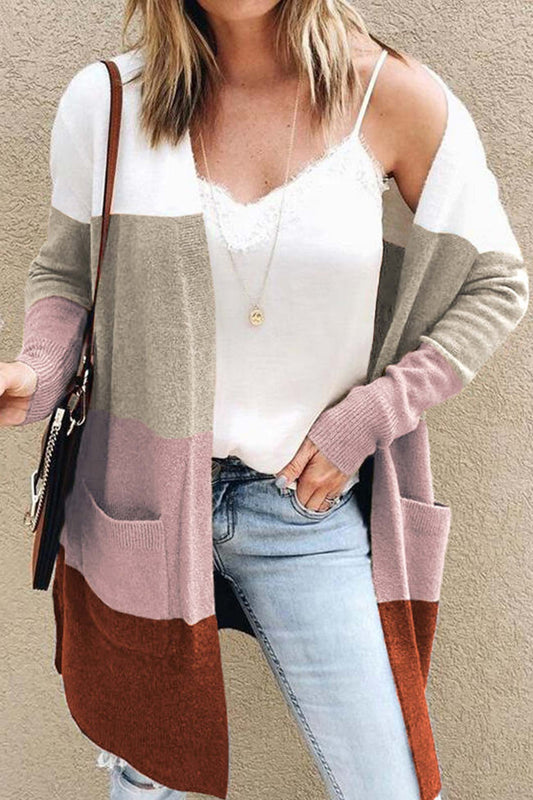 Beatrice | Color block open front cardigan