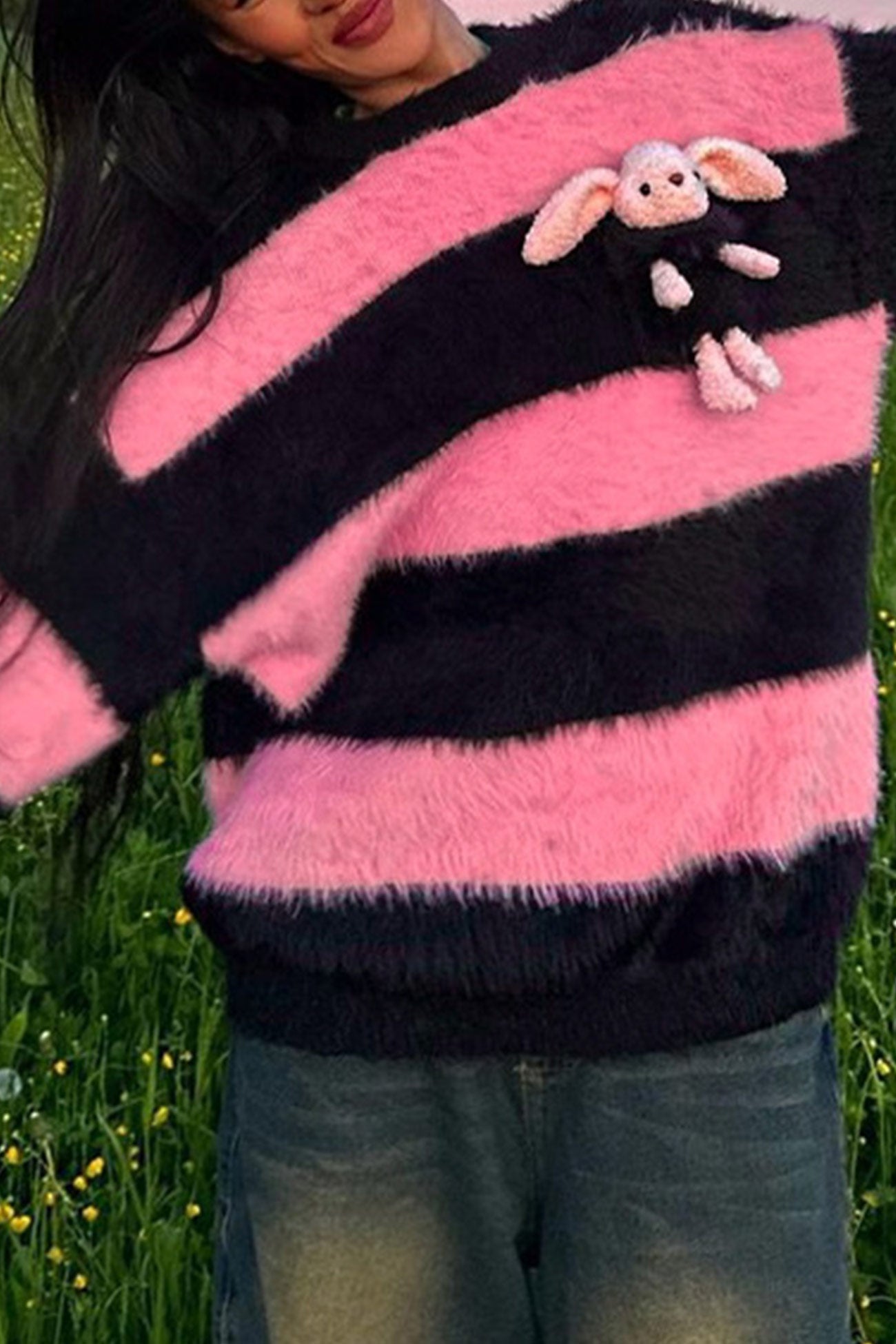 Olivia | Contrast Sweater Rabbit Plush Doll Sweater